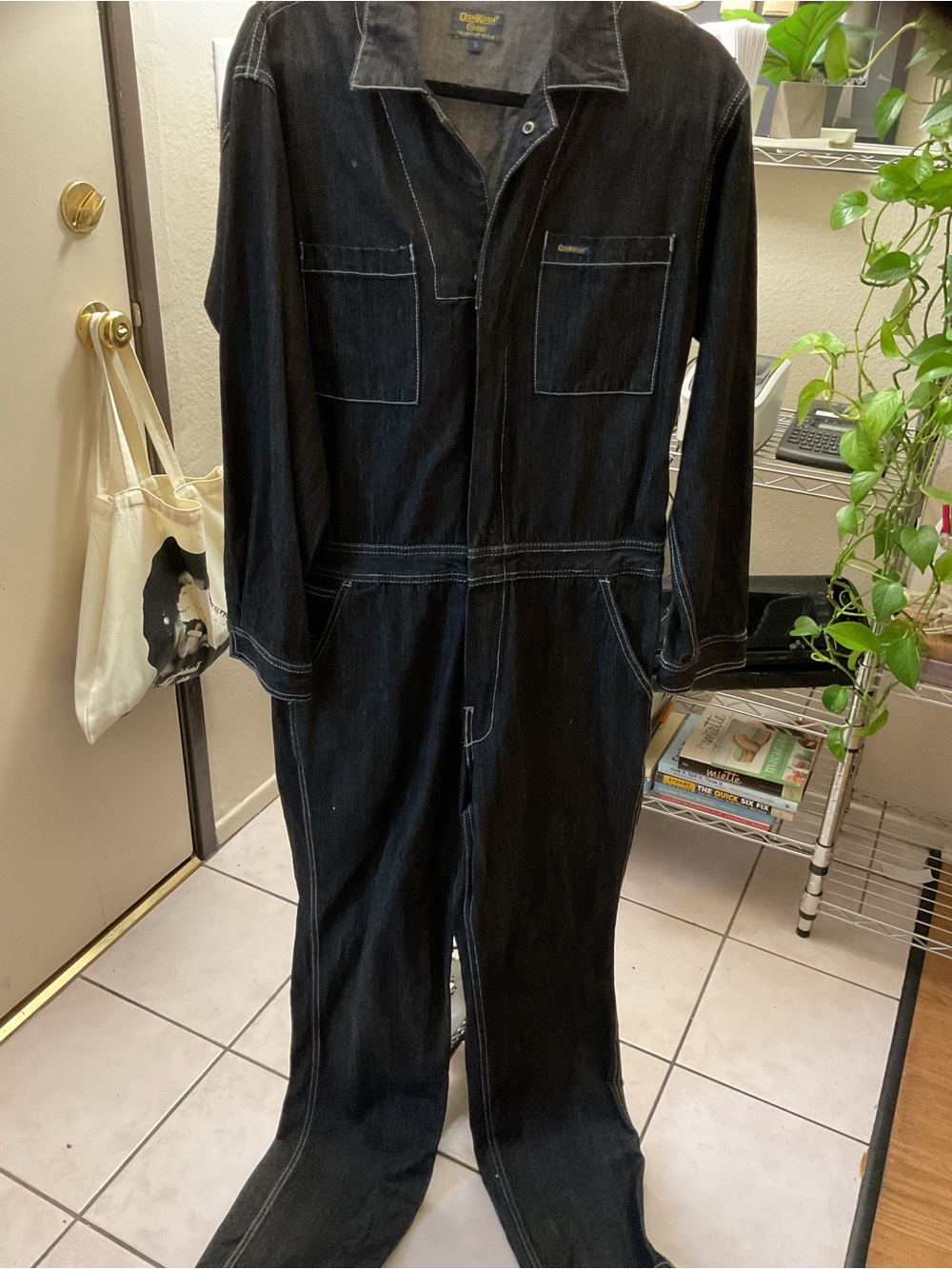 OshKosh B'gosh Black Denim Jumpsuit with Contrast Stitching